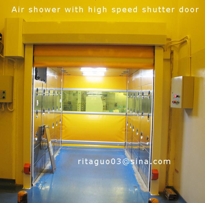 Chuveiro de ar de aço laminado da sala de limpeza, banheiro com chuveiro do ar com as portas de alta velocidade do obturador 3