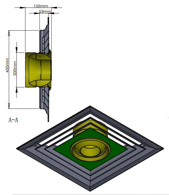 Grades e difusores quadrados combinados do condicionamento de ar 0
