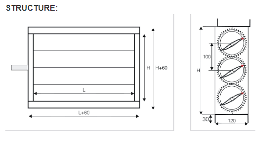 Tipo manual de alumínio do retângulo dos amortecedores do controlo aéreo do volume para o sistema da ATAC 1