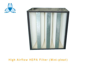 comprar V filtro de ar do plissado da pilha mini para o ar alto do fluxo de ar que segura a unidade, 99,97% para baixo 0,3 um online manufacture